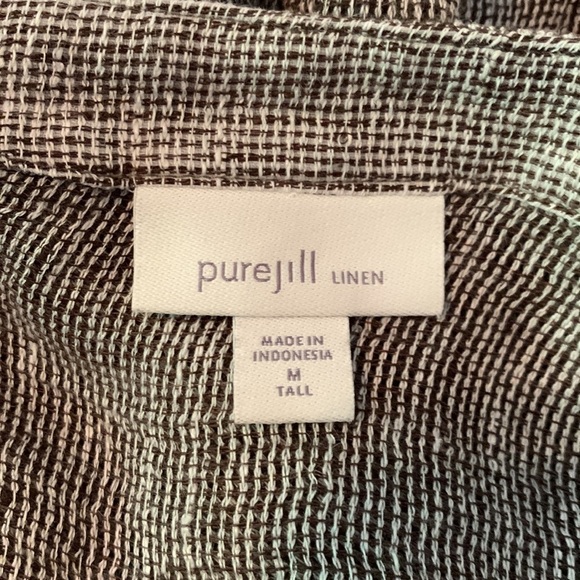 Pure Jill linen top. Split neck M tall. - Picture 3 of 4